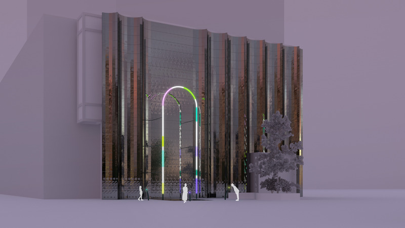 Dossier de presse | 1851-05 - Communiqué de presse | Hello, Hello, une arche interactive géante pour se saluer en musique et en lumière - Daily tous les jours - Art - Render Hello, Hello - Crédit photo : Daily tous les jours
