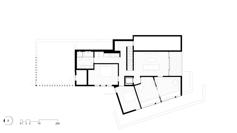 Dossier de presse | 6244-01 - Communiqué de presse | Buena Vista House - Rangr Studio Architecture - Architecture résidentielle - Middle Level Plan - Crédit photo : Rangr Studio Architecture