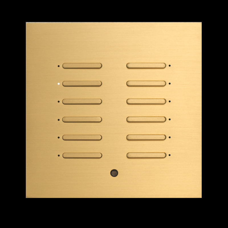 Dossier de presse | 7510-01 - Communiqué de presse | Luhkee x Crestron - Luhkee - Produit - 1-CL-66-F Champagne Fine series 6+6 Buttons No engraving Standard button layout - Crédit photo : Luhkee B.V.