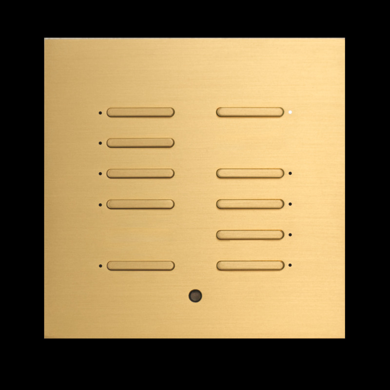 Dossier de presse | 7510-01 - Communiqué de presse | Luhkee x Crestron - Luhkee - Produit - 1-CL-66-F Champagne Fine series 6+6 Buttons No engraving Custom button layout - Crédit photo : Luhkee B.V.