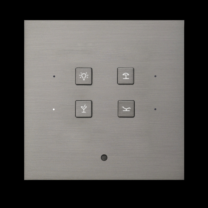 Dossier de presse | 7510-01 - Communiqué de presse | Luhkee x Crestron - Luhkee - Produit - 2-CL-22-S Satin Nickel Clear series 2+2 Square Buttons - Crédit photo : Luhkee B.V.