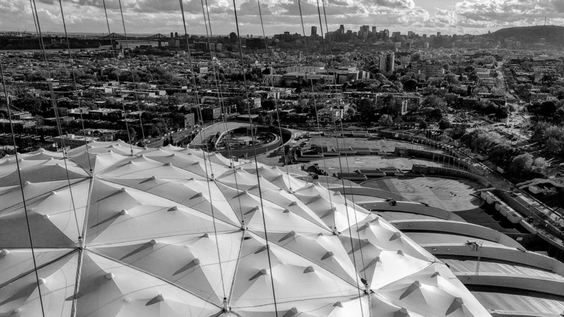 Dossier de presse | 7513-01 - Communiqué de presse | Le Parc olympique lance un concours pour donner une nouvelle vie aux matériaux de la toiture du Stade olympique - Parc olympique - Concours - Crédit photo :  Parc olympique 