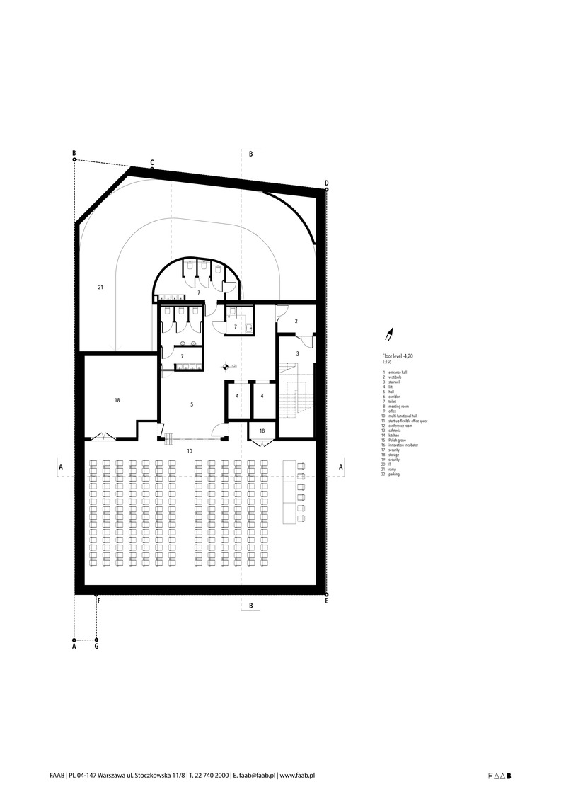 Dossier de presse | 1139-07 - Communiqué de presse | Green-up: The Łukasiewicz Research Network Headquarters - FAAB - Architecture commerciale - Typical floor level -4,20 - Crédit photo : FAAB