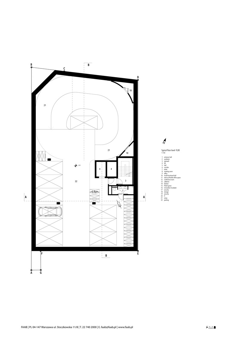 Dossier de presse | 1139-07 - Communiqué de presse | Green-up: The Łukasiewicz Research Network Headquarters - FAAB - Architecture commerciale - Typical floor level -9,80 - Crédit photo : FAAB