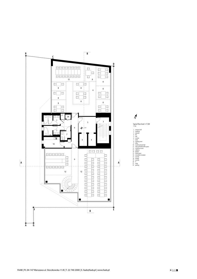 Dossier de presse | 1139-07 - Communiqué de presse | Green-up: The Łukasiewicz Research Network Headquarters - FAAB - Architecture commerciale - Typical floor level +17,80 - Crédit photo : FAAB