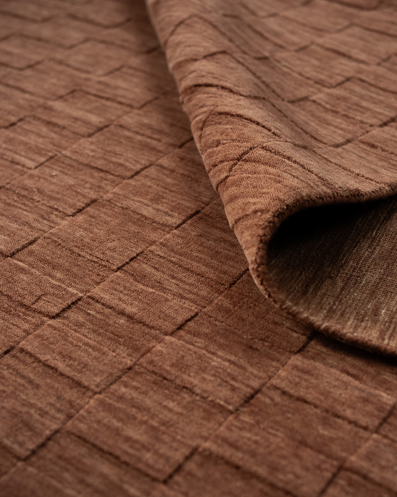 Press kit | 7531-01 - Press release | Celebrating Craftsmanship in Their Latest Rug Collection at ICFF 2024 - Mark Krebs - Product - Tile rug - Sumac colour - detail  - Photo credit: Thom Fougere