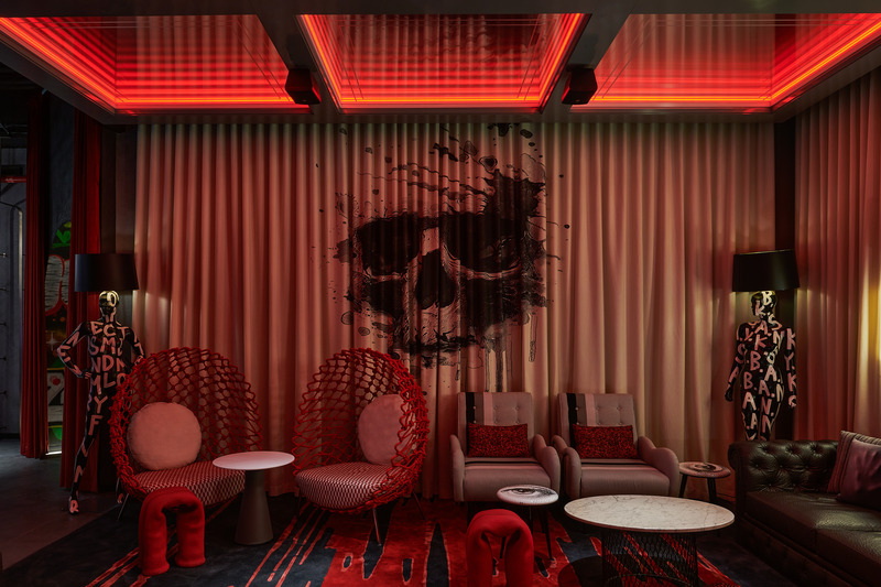 Press kit | 7534-01 - Press release | Street XO Dubai: A Journey Beyond the Plate - LW Design - Commercial Interior Design - Lounge area at Street XO for Chef Dabiz Muñoz - Photo credit: Ingrid Rasmussen
