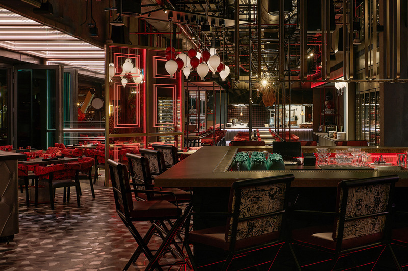 Press kit | 7534-01 - Press release | Street XO Dubai: A Journey Beyond the Plate - LW Design - Commercial Interior Design - Dining area at Street XO for Chef Dabiz Muñoz - Photo credit: Ingrid Rasmussen
