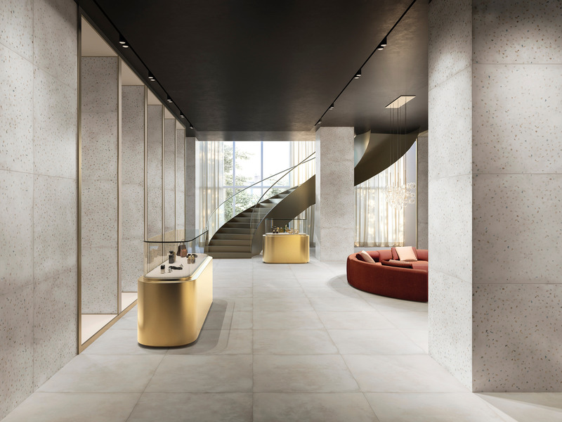 Press kit | 1177-11 - Press release | Cera - Ceramiche Refin - Product - Cera_Luce_120x120_Matt-Pro_Scaglie_Multicolor_60x120_Cerasilk - Photo credit: Ceramiche Refin