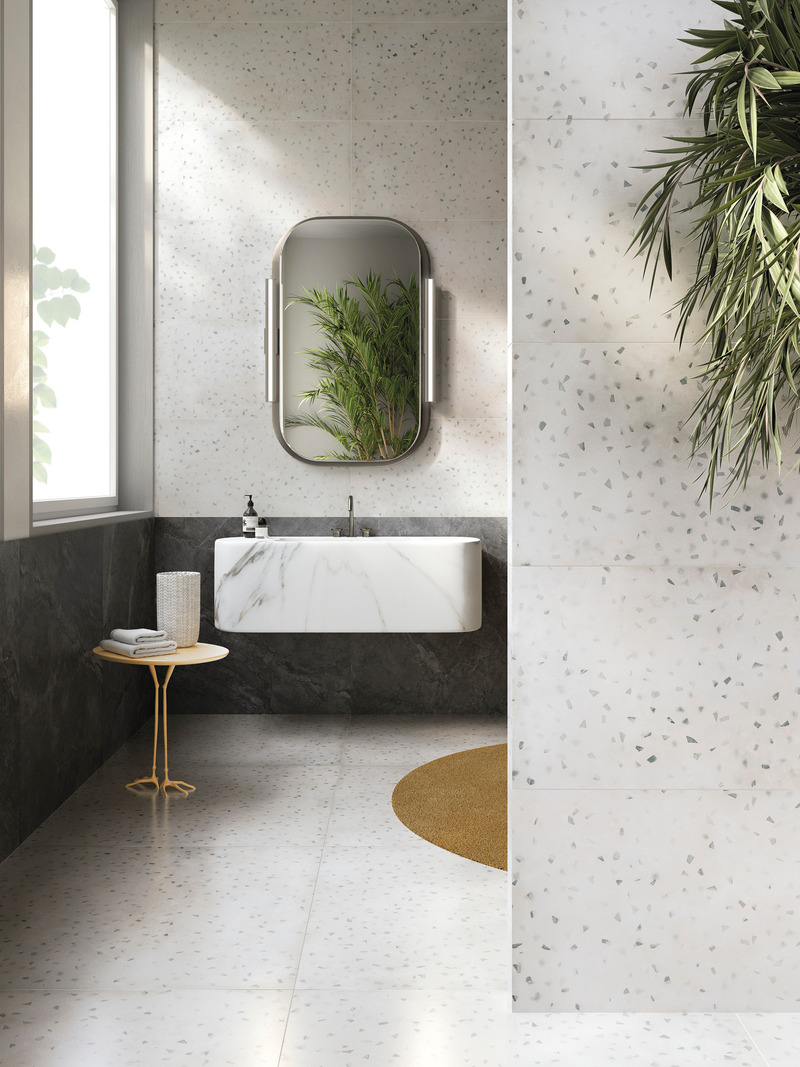 Press kit | 1177-11 - Press release | Cera - Ceramiche Refin - Product - Cera_Scaglie_Fumo_120x120_60x120_Cerasilk_River_Graphite_120x120 - Photo credit: Ceramiche Refin