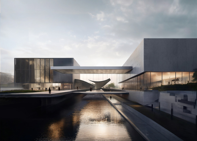 Dossier de presse | 7553-01 - Communiqué de presse | Museum of Uncertainty: A Contemporary Tribute to the Historic La Brea Tar Pit Area - X.C Studio - Architecture institutionnelle - Main Entry - Crédit photo : Xuechen Chen