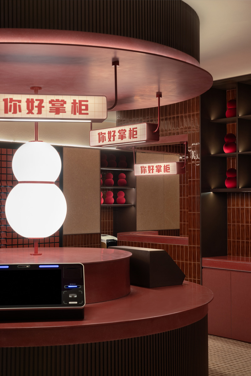 Press kit | 3531-13 - Press release | NI HAO Hotel - Vermilion Zhou Design Group - Commercial Interior Design - A self-check-in area that minimizes staff interaction, catering to the limited manpower of budget hotels. - Photo credit: Jian Quan Wu