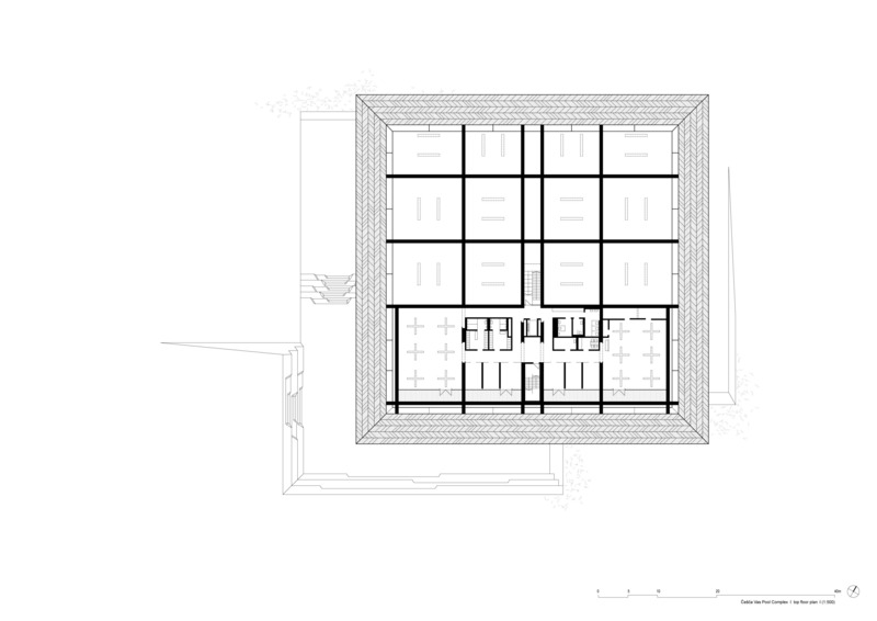 Dossier de presse | 3053-04 - Communiqué de presse | Češča Vas Pool Complex - ENOTA - Architecture commerciale - Česca Vas Pool Complex - top floor plan - Crédit photo : Miran Kambic