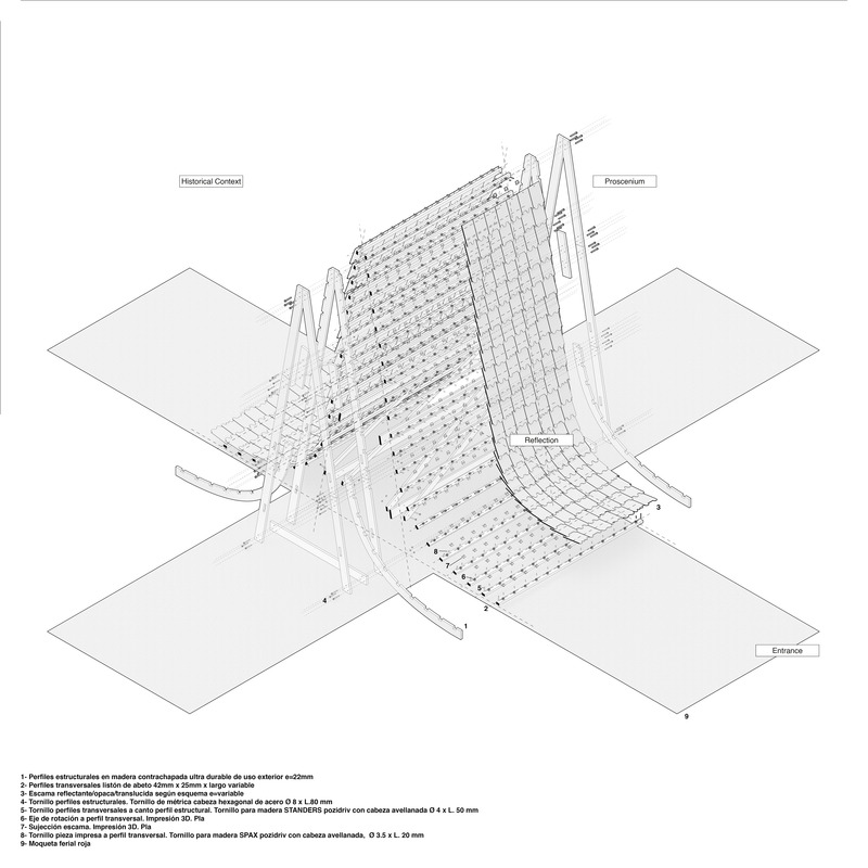 Press kit | 7587-01 - Press release | 人: The Proscenium of Ephemeral Reflections.Intervention inside a French National Monument inspired in the movement and the Olympic Games 2024 - Gonzalez Serrano Studio+ & J-AF Architecture - Event + Exhibition - Photo credit: Álvaro González Serrano &amp; Jennyfher Alvarado Figueroa