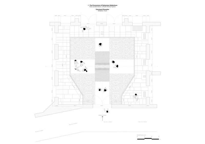 Press kit | 7587-01 - Press release | 人: The Proscenium of Ephemeral Reflections.Intervention inside a French National Monument inspired in the movement and the Olympic Games 2024 - Gonzalez Serrano Studio+ & J-AF Architecture - Event + Exhibition - Photo credit: Álvaro González Serrano &amp; Jennyfher Alvarado Figueroa