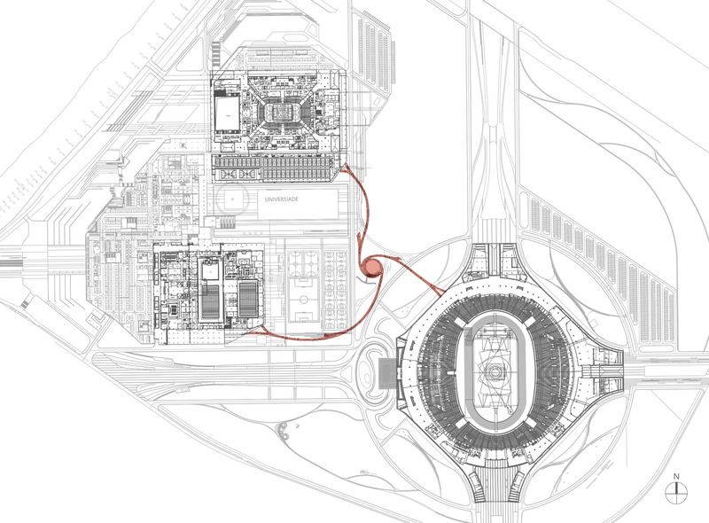 Dossier de presse | 7554-01 - Communiqué de presse | Dong‘an Lake Sports Park Bridge for the Chengdu FISU World University Games - Atelier-Sizhou (四周建筑) - Architecture de paysage - Master plan - Crédit photo : Atelier-Sizhou