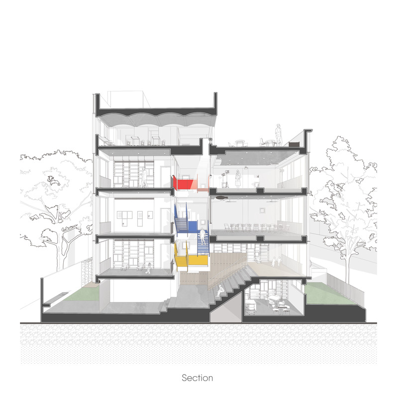 Dossier de presse | 5962-01 - Communiqué de presse | Learning Centre at Quest - KSM Architecture - Architecture institutionnelle - Section  - Crédit photo : KSM Architecture