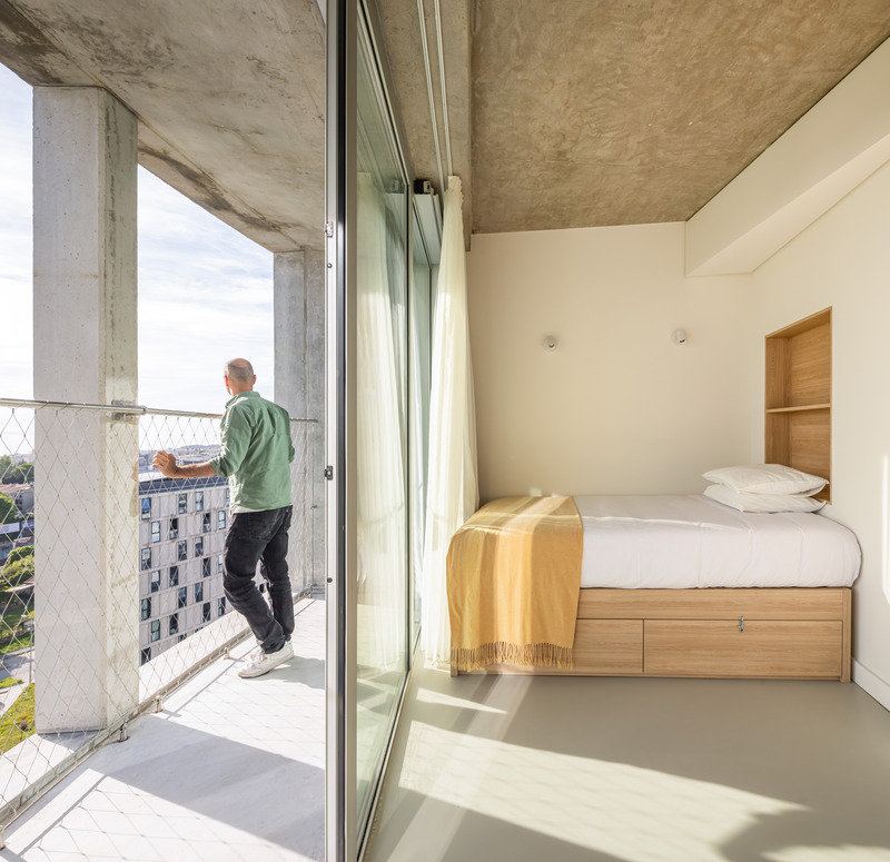 Dossier de presse | 7557-01 - Communiqué de presse | Hoso, une résidence étudiante construite en 14 mois - OODA - Architecture résidentielle - Crédit photo : Fernando Guerra