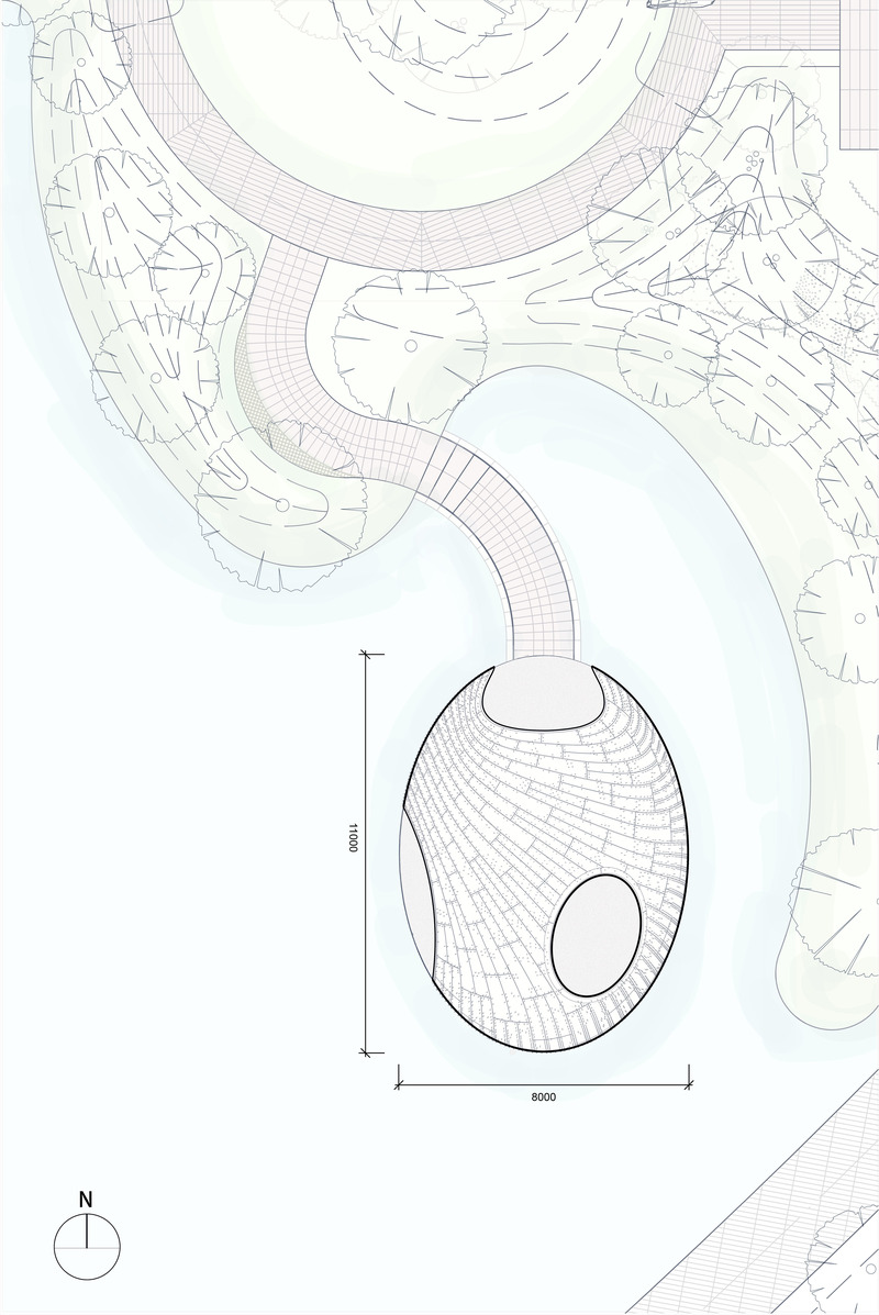 Dossier de presse | 7020-02 - Communiqué de presse | Digital Design of a Thin-Shell Metal Woven Pavilion - XISUI Design - Architecture de paysage - Site Plan - Crédit photo : Site Plan by XISUI Design