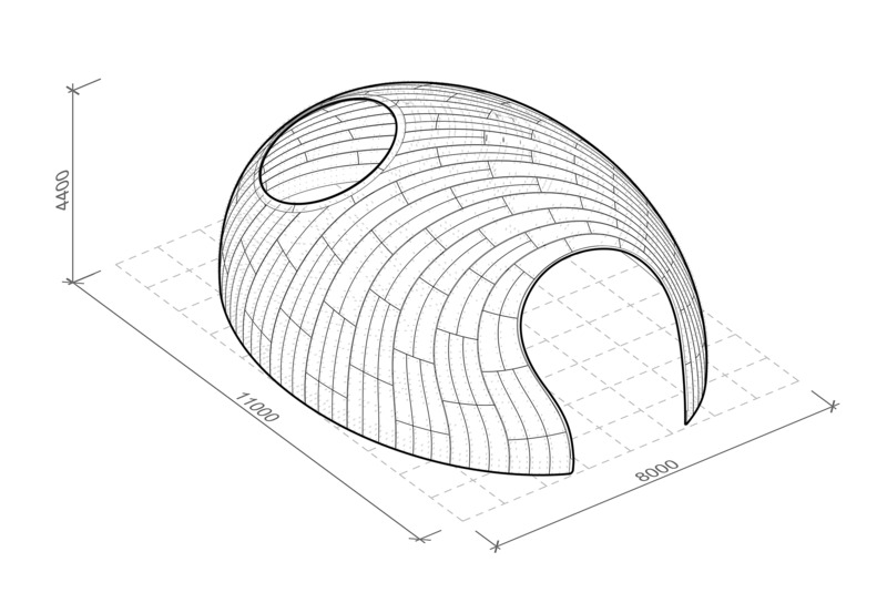 Dossier de presse | 7020-02 - Communiqué de presse | Digital Design of a Thin-Shell Metal Woven Pavilion - XISUI Design - Architecture de paysage - Axonometric Drawing - Crédit photo : Axonometric Drawing by XISUI Design
