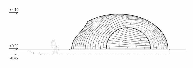 Dossier de presse | 7020-02 - Communiqué de presse | Digital Design of a Thin-Shell Metal Woven Pavilion - XISUI Design - Architecture de paysage - Elevation - Crédit photo : Elevation by XISUI Design