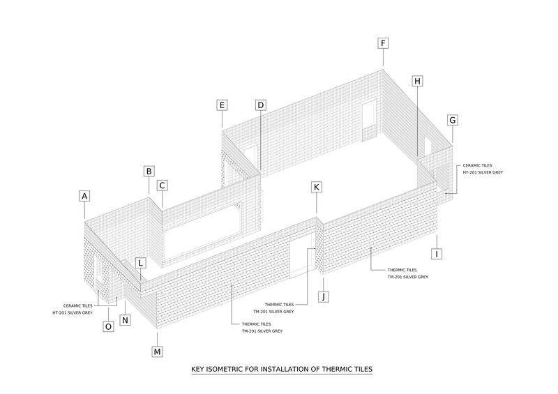 Dossier de presse | 7580-01 - Communiqué de presse | Monow House, Thailand - Archismith - Architecture résidentielle - Clé isométrique pour l'installation de tuiles thermiques - Crédit photo : SkyGround architectural film &amp; photography