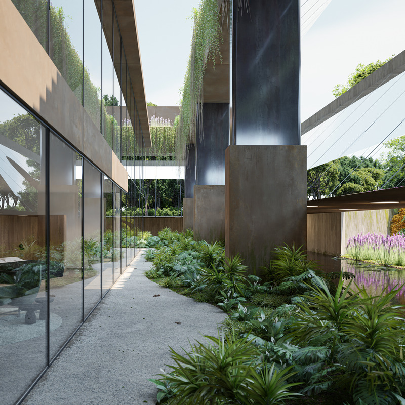 Press kit | 7561-01 - Press release | Periscope House wins Architizer A+Award 2024 and a Special Mention for Sustainability - Architects Claerhout - Van Biervliet & Adriaan Claerhout - Residential Architecture - Outdoor contour of periscope mirrors with upper mirror up - Photo credit: @adriaanclaerhout