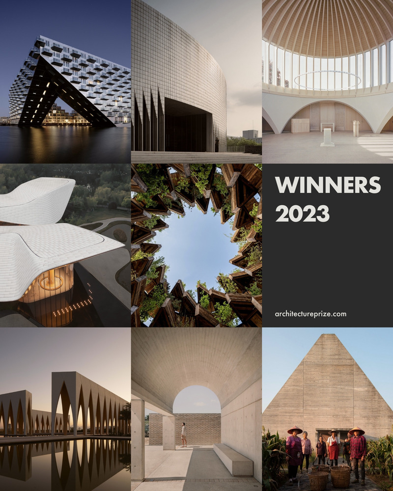 Press kit | 1968-20 - Press release | Call for Entries: Architecture MasterPrize 2024 to Celebrate Architectural Design Excellence at the Guggenheim Museum Bilbao - Architecture MasterPrize - Competition - <p>  AMP_2023_Winners</p><p>Line 1, from left to right; Sluishuis by Barcode Architects, BIG-Bjarke Ingels Group, National Pavilion of Biodiversity by Fernanda Ahumada + FR-EE </p> - Photo credit: AMP