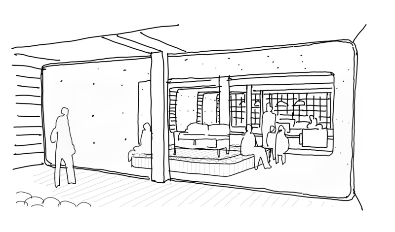 Dossier de presse | 2626-03 - Communiqué de presse | Boutique phare Cozey - LAAB architecture - Architecture commerciale - Croquis des Cycloramas-présentoirs - Crédit photo : LAAB architecture