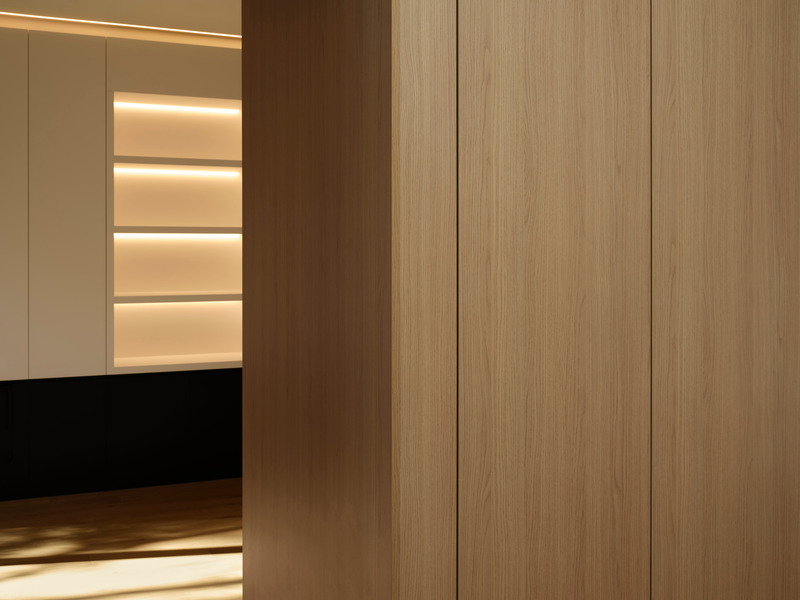 Press kit | 3491-04 - Press release | A Symphony of Light and Form: Atelier Sun's Rothko-Inspired Masterpiece in Downtown Oakville - Atelier Sun - Residential Architecture - Framed view into living room - Photo credit: Joel Esposito