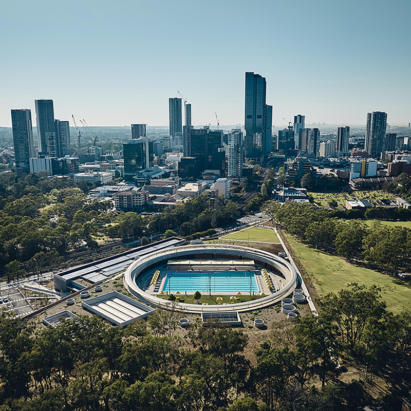 Dossier de presse | 4709-13 - Communiqué de presse | World's 82 Best Buildings Shortlisted for Dezeen Awards 2024 - Dezeen - Concours - Parramatta Aquatic Centre, Grimshaw etc., Sydney, Australia