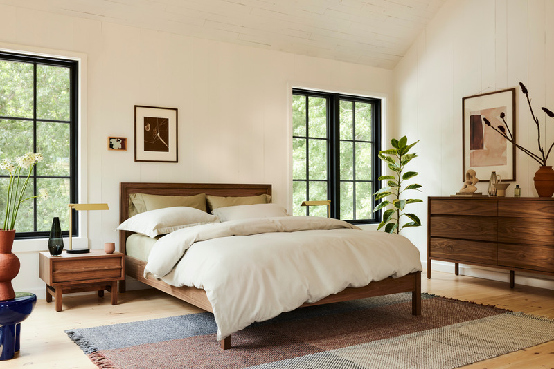Press kit | 2347-02 - Press release | EQ3’s Industry-Leading Trade Program: Membership Has its Perks - EQ3 - Commercial Interior Design - Photo credit: Marcel Bed in Walnut