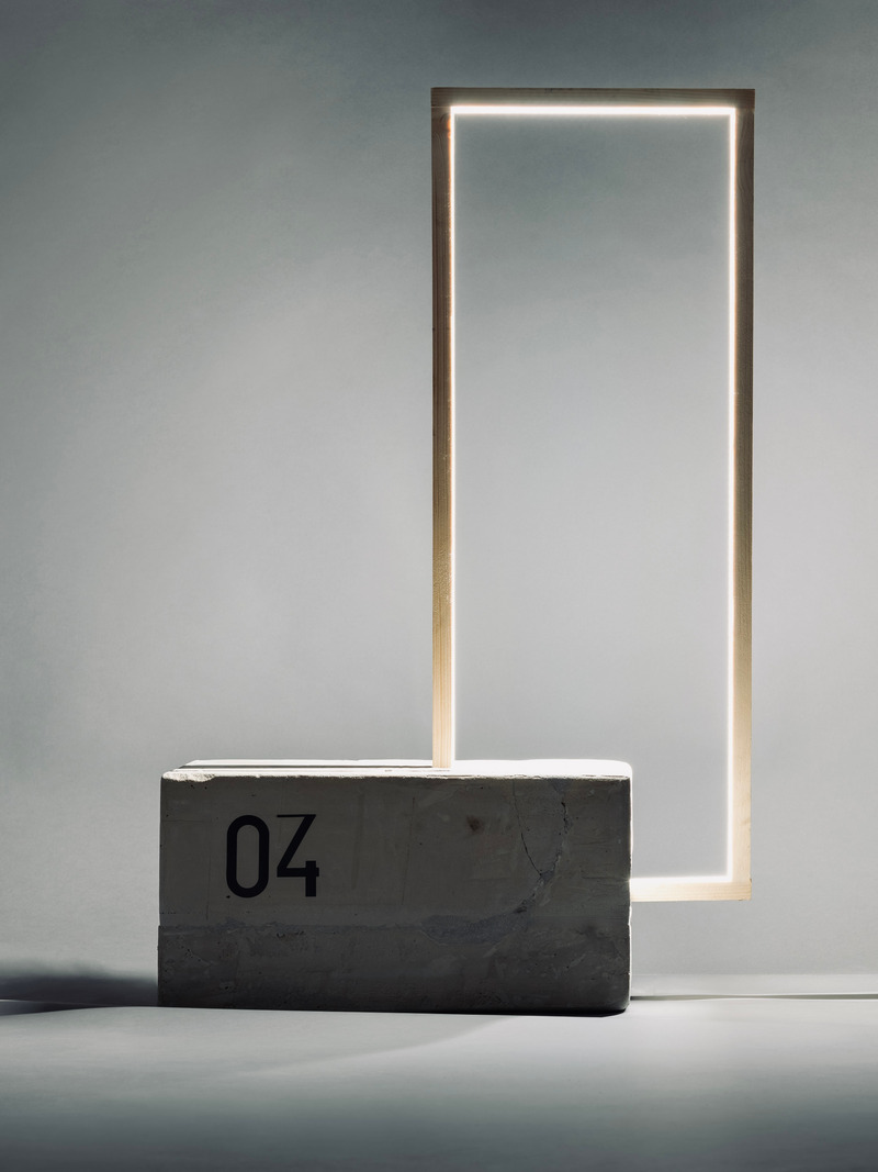Press kit | 2432-02 - Press release | Introducing CSJT // CE SOIR JE T'AIME: Italy's New Wave - CSJT - Industrial Design - CSJT 2025 CAMPAIGN // AURA LAMP // Wood and Eco Cement - Photo credit: GIOVANNI A. MOCCHETTI