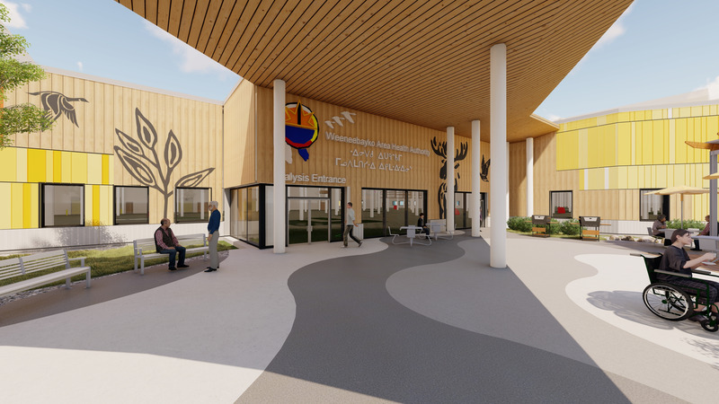 Dossier de presse | 2035-02 - Communiqué de presse | Northern Ontario’s New Healthcare Campus, the WAHA Redevelopment Project, Moves Forward with Financial Close - Kasian - Architecture institutionnelle - Hospital Dialysis Entrance II - Crédit photo : <p class="">Kasian Architecture Ontario Incorporated</p>