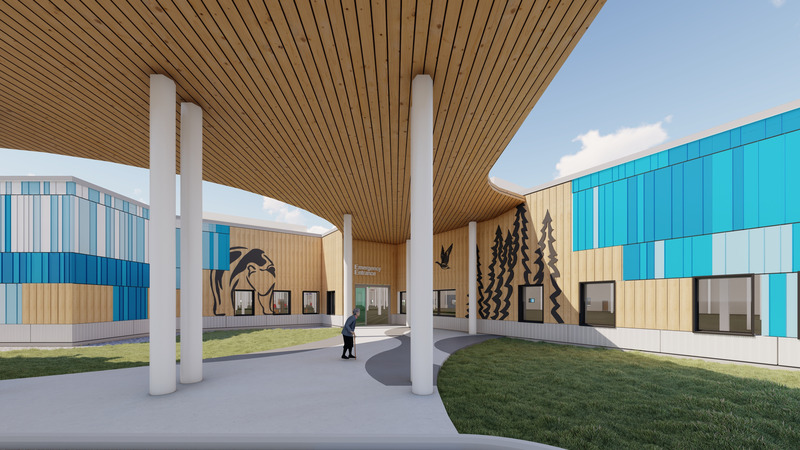 Dossier de presse | 2035-02 - Communiqué de presse | Northern Ontario’s New Healthcare Campus, the WAHA Redevelopment Project, Moves Forward with Financial Close - Kasian - Architecture institutionnelle - Hospital Emergency Walk-in Entrance II - Crédit photo : <p class="">Kasian Architecture Ontario Incorporated</p>