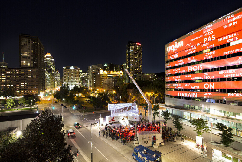 Press kit - Press release - Mégaphone : an interactive installation that comes alive at the sound of citizens ideas - Quartier des spectacles partnership