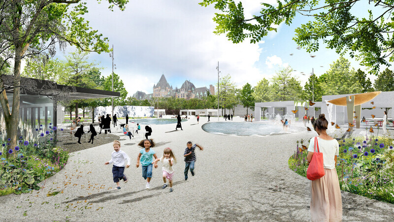 Dossier de presse - Communiqué de presse - Mise en valeur du square Viger : paysage hybride ancré dans son patrimoine bâti et artistique - Ville de Montréal et NIPPAYSAGE