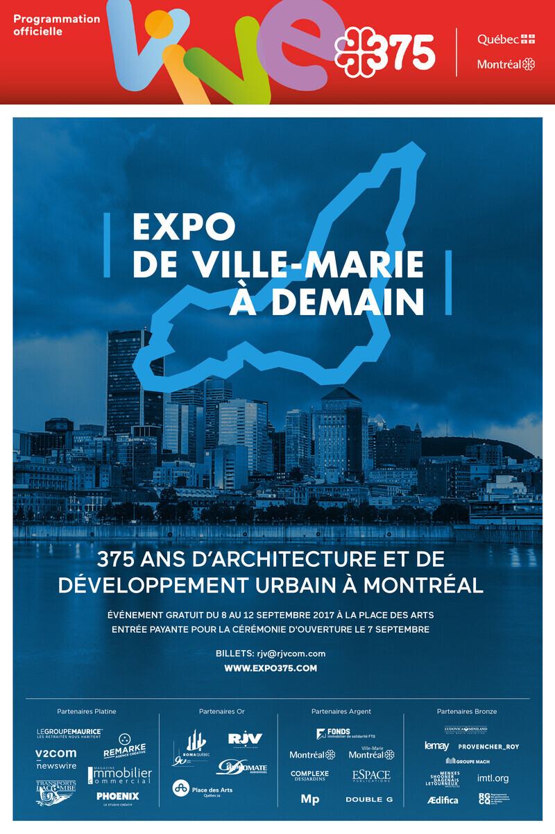 Salle de presse | v2com-newswire | Fil de presse | Architecture | Design | Art de vivre - Communiqué de presse - Appel d'offres pour l'exposition architecturale majeure         « De Ville-Marie à Demain        » pour le 375ème de Montréal - Gestion Villes du Futur