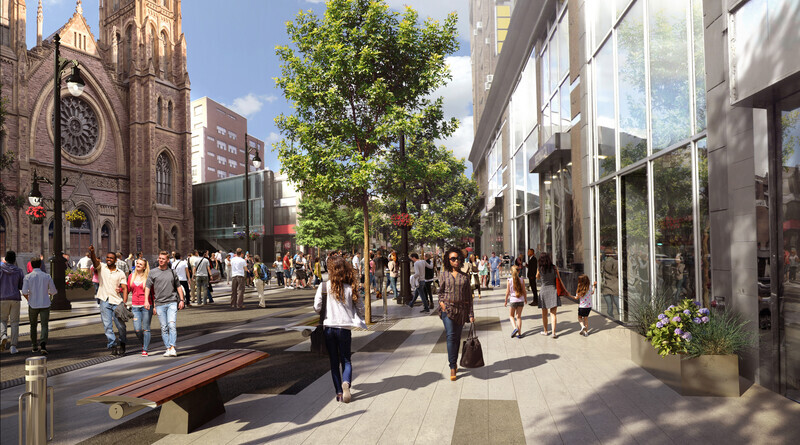 Newsroom | v2com-newswire | Newswire | Architecture | Design | Lifestyle - Press release - Sainte-Catherine St. West, Phillips Square and Place du Frère-André: uniting past and present - Provencher_Roy
