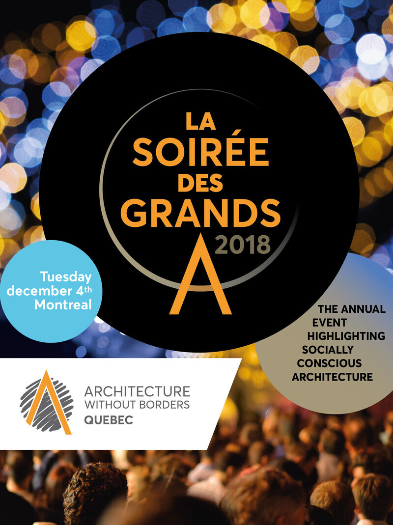 Newsroom | v2com-newswire | Newswire | Architecture | Design | Lifestyle - Press release - Join Us for the 2018 "Soirée des Grands A" on Tuesday December 4th - Architecture Without Borders Quebec (AWBQ)