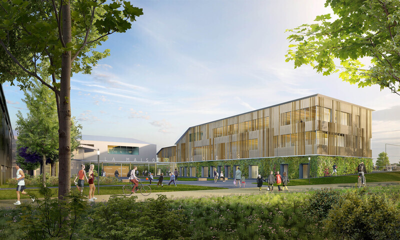 Salle de presse | v2com-newswire | Fil de presse | Architecture | Design | Art de vivre - Communiqué de presse - La Maison des Sports à Bezons - agence ENGASSER & associés