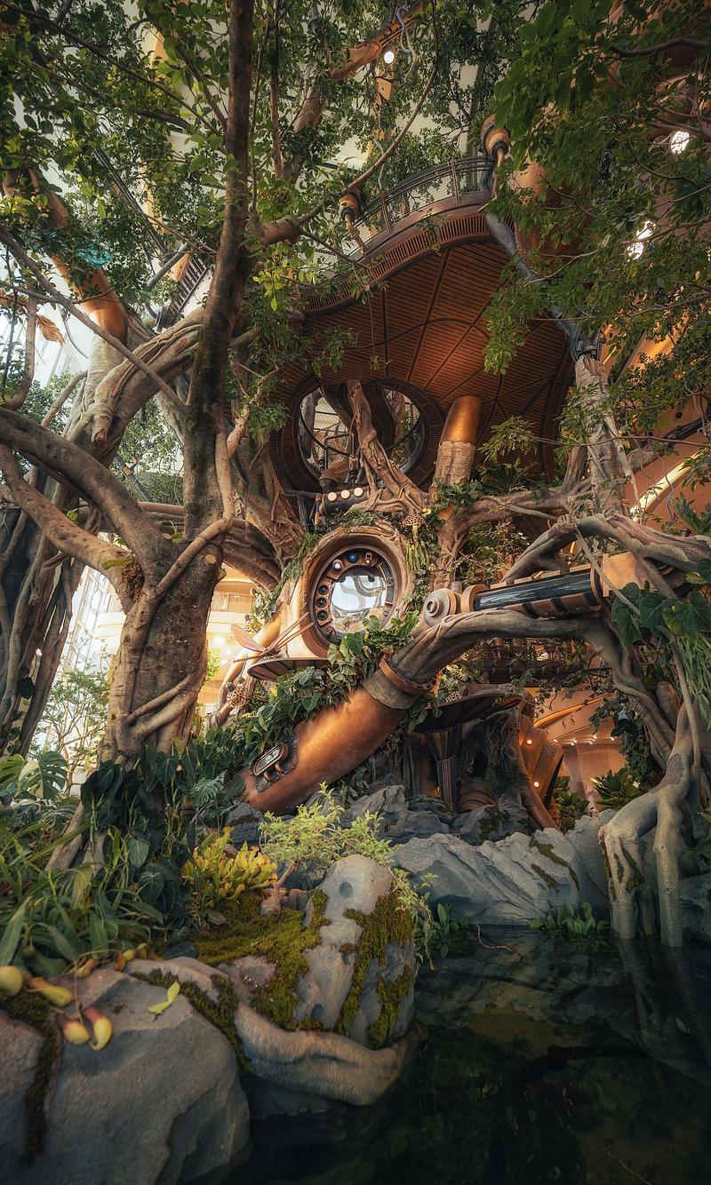 Salle de presse | v2com-newswire | Fil de presse | Architecture | Design | Art de vivre - Communiqué de presse - Wonder Tree : une installation massive de forêt Steampunk magique dans un atrium commercial - XISUI Design